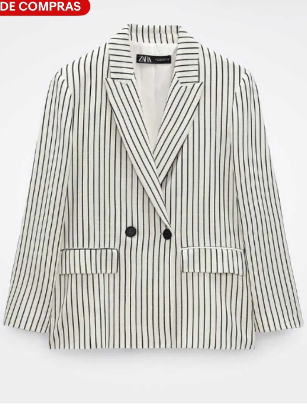 Zara Oversized Black and White Striped Blazer